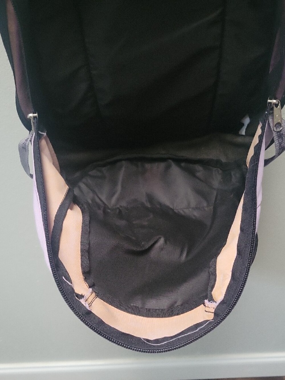 Jansport Two-Tone Purple Backpack with Light Lavender Panels - Picture 3 of 6